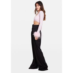 MANURI Black Wide Leg New Romance 2.4 Wool Trousers Pants Size Medium NWT
